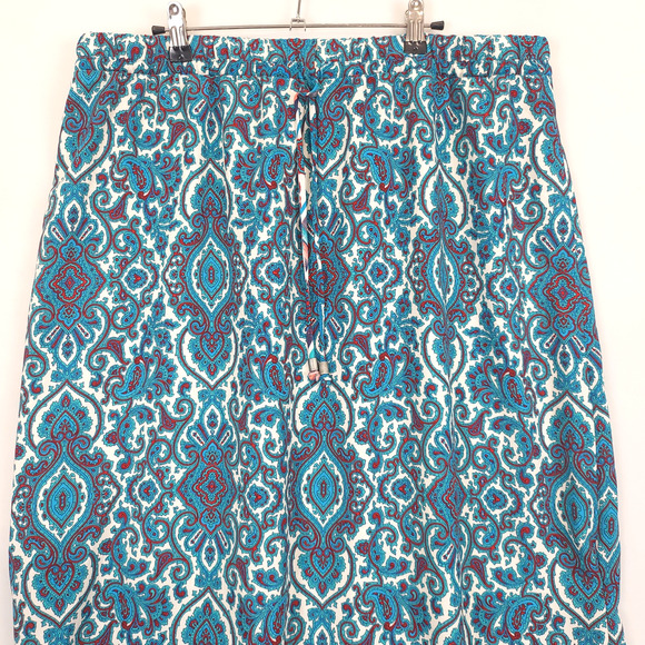 Faded Glory Maxi Skirt Paisley Pull On Women XXL Multicolor Teal Drawstring - Picture 10 of 10